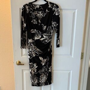 Elegant Black and White Floral Dress